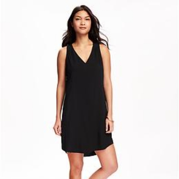 Gap Sleeveless V Neck Black Shift Dress Sz 12 - Picture 1 of 10